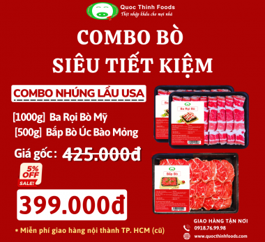 COMBO NHÚNG LẨU USA : Ba Rọi Bò Mỹ, Bắp Bò Úc bào mỏng