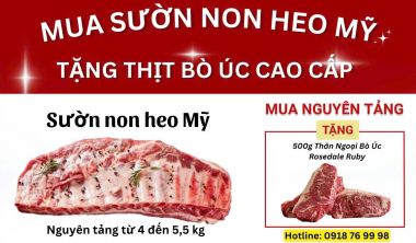 Sườn non heo nhập khẩu Mỹ siêu dày thịt (Nguyên tảng 4 - 5,5 kg)