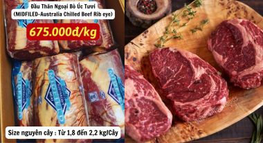 Thịt Bò Tươi - Đầu Thăn Ngoại Bò Úc Tươi (Australia Chilled Beef Ribeye/Cube Roll) - 1 Kg