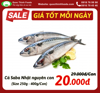 Cá Saba Nhật Nguyên Con (Whole Japanese Mackerel) - Size 250g - 400g/Con