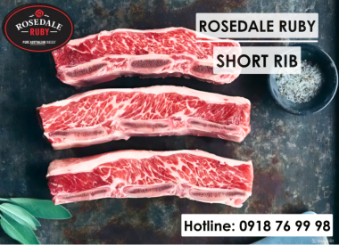 Sườn Bò Úc có xương Rosedale Ruby - 150 ngày nuôi ngũ cốc - 1 kg