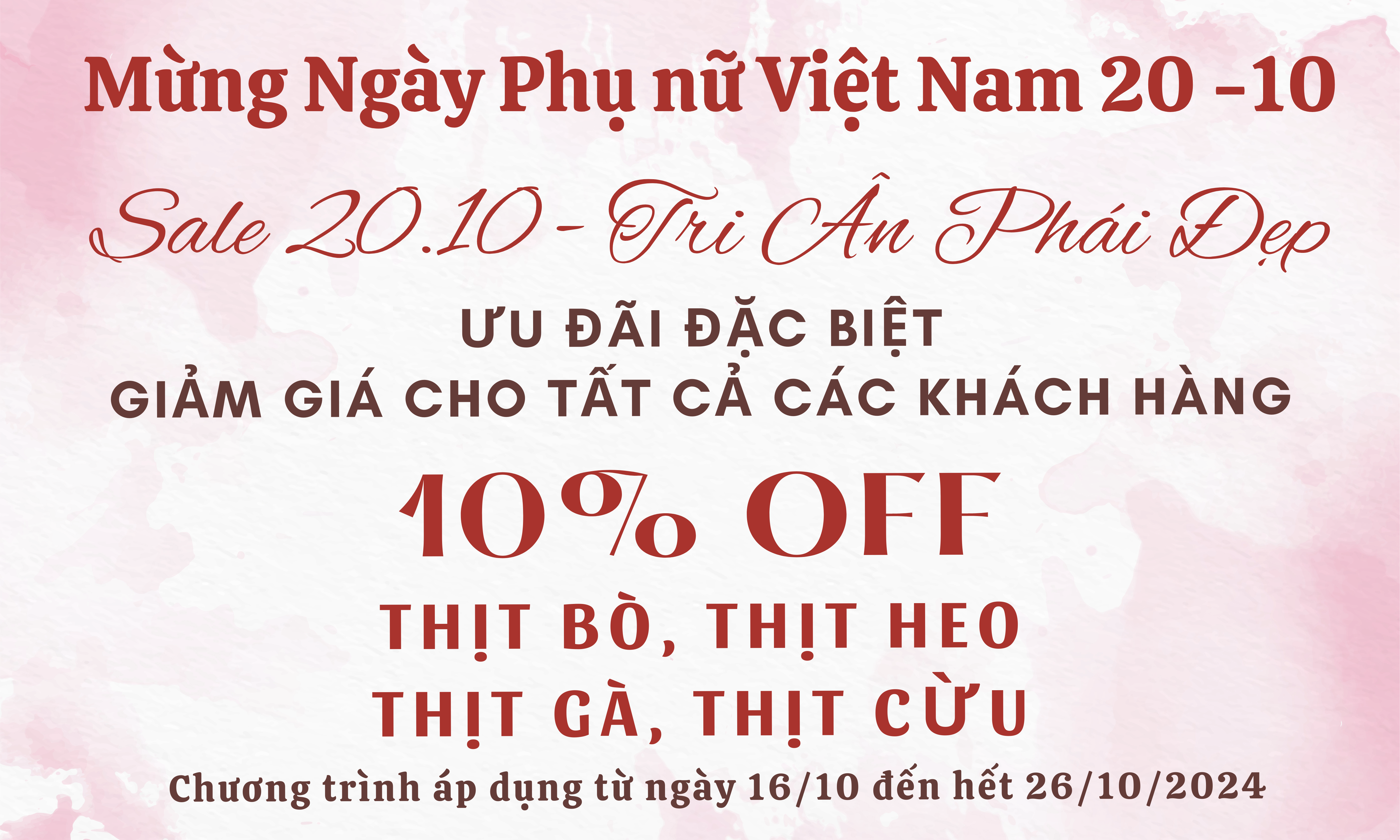 KHUYẾN MÃI MỪNG NGÀY PHỤ NỮ VIỆT NAM 20-10-2024 tại Quốc Thịnh Foods