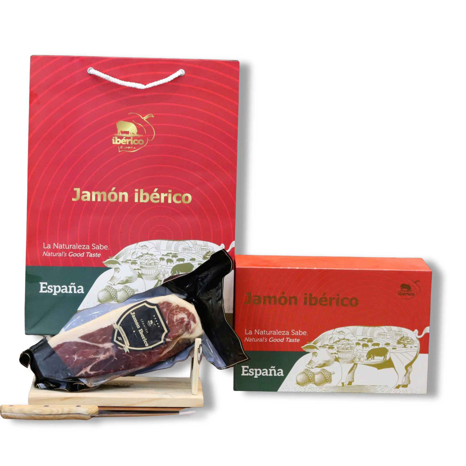 Hộp quà Đùi heo muối Iberico Bellotta - Đùi sau không xương 1kg ủ muối 36 tháng