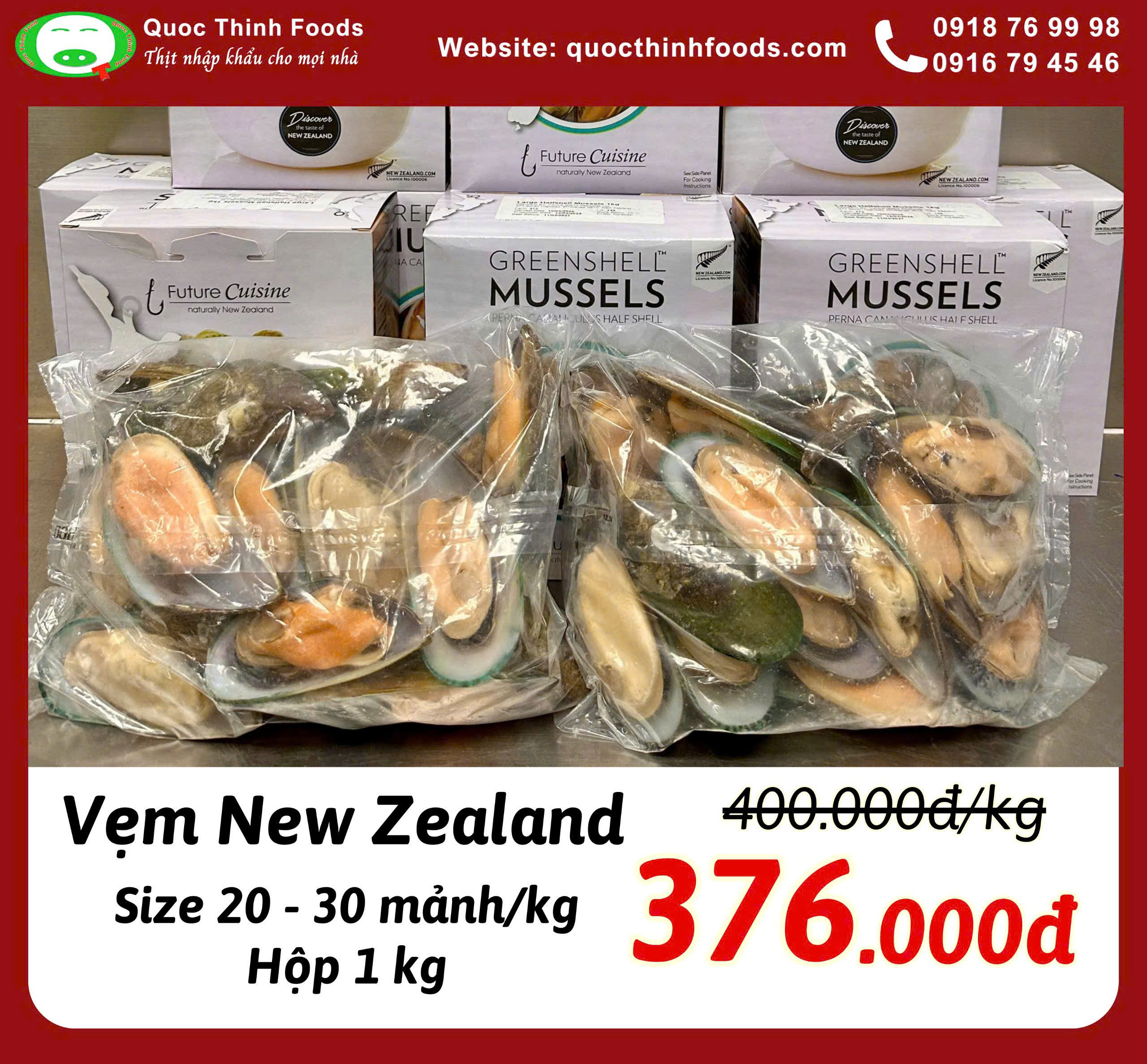 Vẹm xanh nhập khẩu New Zealand (Future Cuisine) - Túi 1 kg