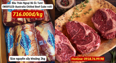 Thịt Bò Tươi - Đầu Thăn Ngoại Bò Úc Tươi (Australia Chilled Beef Ribeye/Cube Roll) - 1 Kg