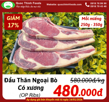 Đầu Thăn Ngoại Bò Úc - Có xương (OP Ribs) - 1 kg