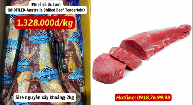 Thịt Bò Tươi - Phi Lê Bò Úc Tươi (Australia Chilled Beef Tenderloin) - 1 kg