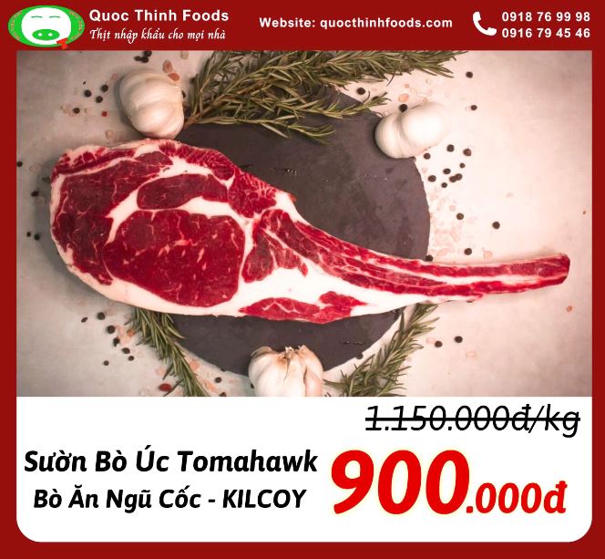 Sườn Bò Úc Tomahawk Kilcoy (Bò Ăn Ngũ Cốc) - 1 kg